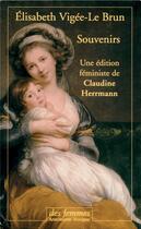 Couverture du livre « Souvenirs » de Louise-Elisabeth Vigee Le Brun aux éditions Des Femmes