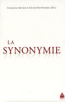 Couverture du livre « Synonymie » de Berlan/Berthomi aux éditions Sorbonne Universite Presses