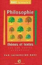 Couverture du livre « Philosophie ; thèmes et textes ; les 380 textes essentiels ; terminale L » de Jacqueline Russ aux éditions Armand Colin