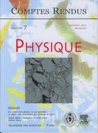 Couverture du livre « Comptes rendus academie des sciences, physique, t.5, fascicule 7, septembre 2004 : ice : from dislocat » de  aux éditions Elsevier