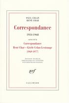 Couverture du livre « Correspondance (1954-1968) - suivi de la correspondance rene char - gisele celan lestrange » de Celan/Char aux éditions Gallimard