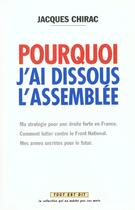 Couverture du livre « Tout est dit ; pourquoi j'ai dissous l'assemblée » de Jacques Chirac aux éditions Vents D'ouest