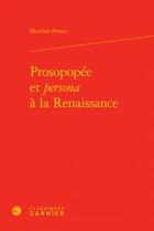 Couverture du livre « Prosopopée et 