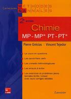 Couverture du livre « Chimie ; 2e année ; MP-MP, PT-PT » de Pierre Grecias aux éditions Tec Et Doc
