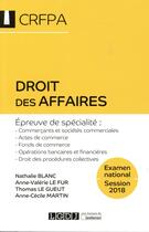 Couverture du livre « Droit des affaires (édition 2018) » de  aux éditions Lgdj