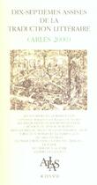 Couverture du livre « Actes des 17eme assises trad. lit. - arles 2000 » de  aux éditions Actes Sud