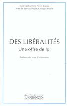 Couverture du livre « Des liberalites. une offre de loi » de Carbonnier J. C P. aux éditions Defrenois