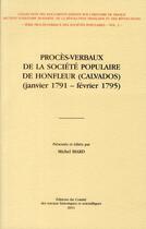 Couverture du livre « Proces verbaux de la societe populaire de honfleur calvados » de Biard M aux éditions Cths Edition