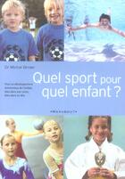 Couverture du livre « Quel Sport Pour Quel Enfant » de Michel Binder aux éditions Marabout