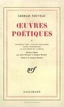 Couverture du livre « Oeuvres poetiques » de Nouveau Germain aux éditions Gallimard