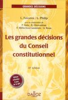 Couverture du livre « Les grandes décisions du Conseil constitutionnel (16e édition) » de  aux éditions Dalloz