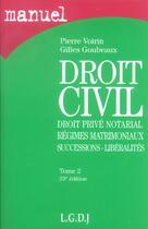 Couverture du livre « Droit civil t.2 23e (23e édition) » de Goubeaux/Voirin aux éditions Lgdj