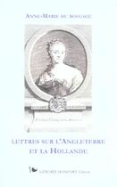 Couverture du livre « Lettres sur l'angleterre et la hollande » de Du Boccage Anne-Mar aux éditions Monfort Gerard