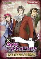 Couverture du livre « Ace attorney investigations Tome 3 » de Kazuo Maekawa et Kenji Kuroda aux éditions Kurokawa