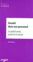 Couverture du livre « Investir dans son personnel le capital humain moteur de la reussite » de Olivier Boutou aux éditions Afnor