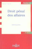Couverture du livre « Droit Penal Des Affaires ; 5e Edition » de Wilfrid Jeandidier aux éditions Dalloz