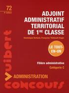 Couverture du livre « Adjoint administratif territorial de 1ère classe (4e édition) » de Dominique Herbaut aux éditions Vuibert