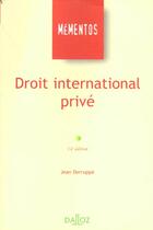 Couverture du livre « Droit International Prive ; 14e Edition » de Derruppe aux éditions Dalloz