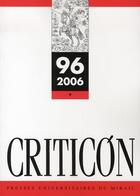 Couverture du livre « REVUE CRITICON n.96 » de  aux éditions Pu Du Midi