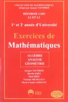 Couverture du livre « Exercices de math. 1er et 2e annee d'univ » de  aux éditions Eska