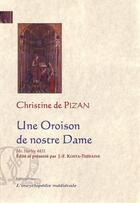 Couverture du livre « Une oroison de nostre dame » de Christine De Pizan aux éditions Paleo