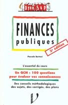 Couverture du livre « Finances publiques ; 3e edition » de Bertoni aux éditions Vuibert