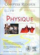 Couverture du livre « Comptes rendus academie des sciences physique t.8 ; physique » de  aux éditions Medecine Sciences Publications