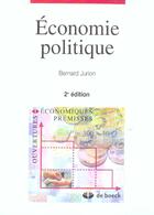 Couverture du livre « Economie politique » de Jurion aux éditions De Boeck