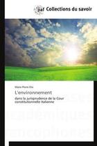 Couverture du livre « L'environnement » de Marie-Pierre Elie aux éditions Presses Academiques Francophones