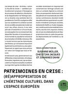 Couverture du livre « Patrimoines en crise : (ré)appropriation de l'héritage culturel dans l'espace européen » de Christian Jacques et Suzanne Muller et Johannes Dahm aux éditions Bord De L'eau