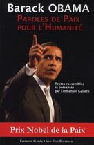Couverture du livre « Paroles de paix pour l'humanité » de Abrack Obama aux éditions Alphee.jean-paul Bertrand
