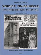 Couverture du livre « Verdict fin-de-siècle ; l'affaire Poeckès, 23 juin 1913 » de Patrick Girod aux éditions Cetre