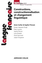 Couverture du livre « Langue francaise n 209 1/2021 constructions, constructionnalisation et changement linguistique » de  aux éditions Armand Colin