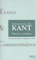 Couverture du livre « Histoire et politique » de Emmanuel Kant aux éditions Vrin