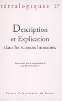 Couverture du livre « Description et explication dans les sciences humaines » de Attie Duval-Gombert aux éditions Pu De Rennes