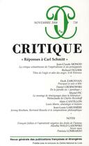 Couverture du livre « Revue Critique n.738 : réponses à Carl Schmitt » de Revue Critique aux éditions Minuit