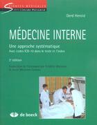 Couverture du livre « Medecine interne une approche systematique - avec codes icd-10 dans le texte et l'index » de Herold aux éditions De Boeck