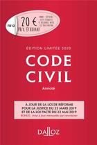 Couverture du livre « Code civil (édition 2020) » de Xavier Henry et Pascal Ancel et Alice Tisserand-Martin et Georges Wiederkher aux éditions Dalloz