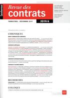 Couverture du livre « Revue des contrats n 4-2019 » de  aux éditions Lgdj