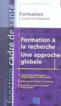 Couverture du livre « Formation a la recherche une approche globale » de Allin-Pfister aux éditions Lamarre