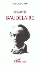 Couverture du livre « Lecture de baudelaire » de Louis Aguettant aux éditions L'harmattan