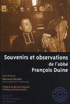 Couverture du livre « Souvenirs et observations de l'abbé François Duine » de Bernard Heudre aux éditions Pu De Rennes
