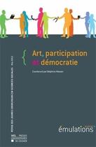 Couverture du livre « Art, Participation Et Democratie Emulations 9 » de  aux éditions Pu De Louvain