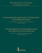 Couverture du livre « Suggestions de lois faites au legislateur en matiere notariale - un etat de difficultes rencontree » de  aux éditions Larcier