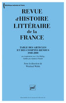 Couverture du livre « Rhlf 2006, tables » de  aux éditions Puf