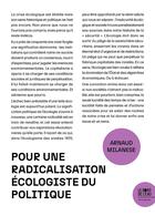 Couverture du livre « Pour une radicalisation écologiste du politique » de Arnaud Milanese aux éditions Bord De L'eau