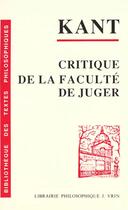 Couverture du livre « Critique de la faculté de juger » de Emmanuel Kant aux éditions Vrin