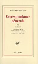 Couverture du livre « Correspondance generale - vol07 - 1937-1939 » de Roger Martin Du Gard aux éditions Gallimard