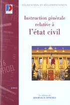Couverture du livre « Instruction generale relative a l'etat civil » de  aux éditions Documentation Francaise