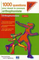 Couverture du livre « 1000 questions pour reussir le concours d orthophoniste 2eme edition » de Voisin aux éditions Lamarre